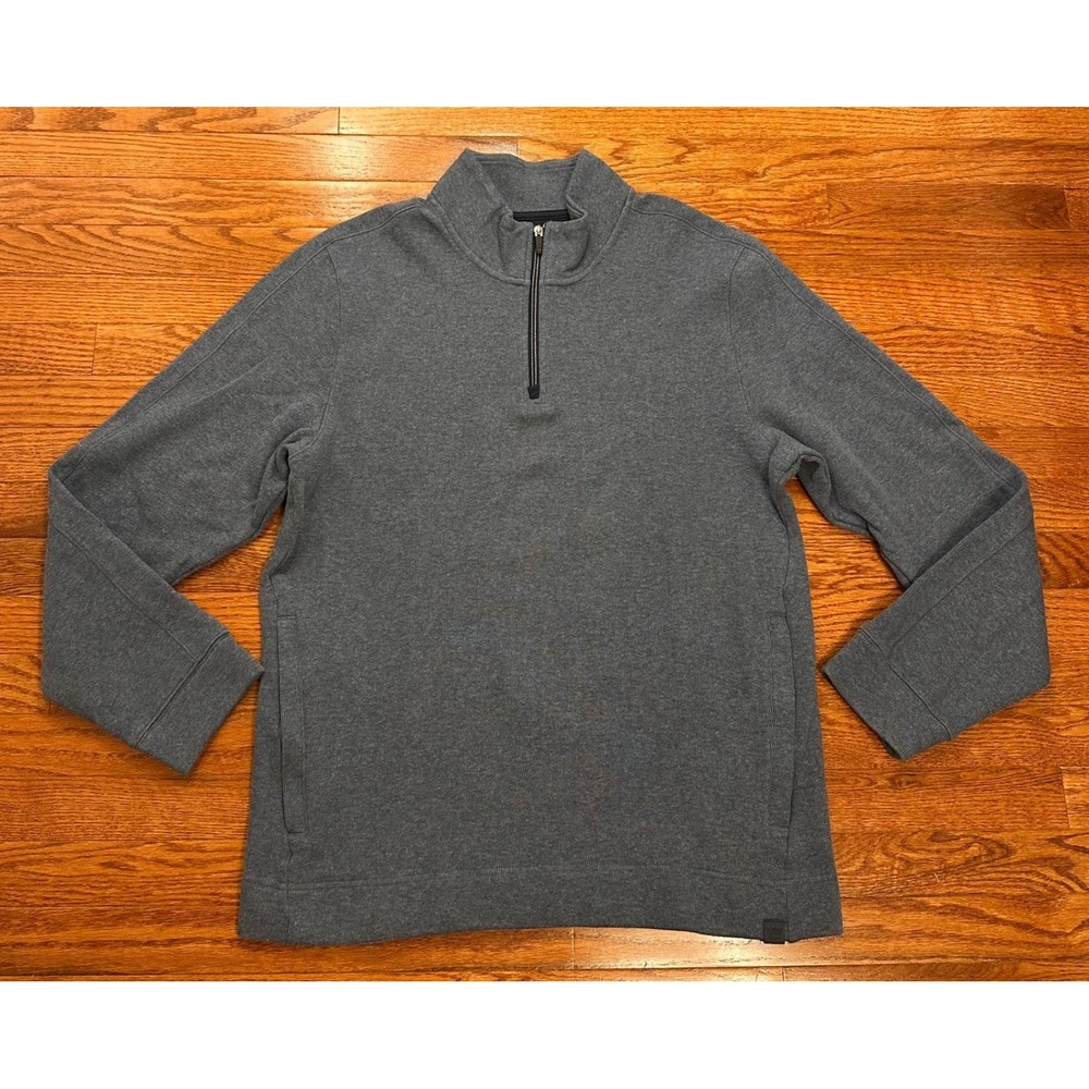 Mack Weldon 1/4 Zip Pullover Sweater Mens XL Blue Pockets Business Casual Cotton